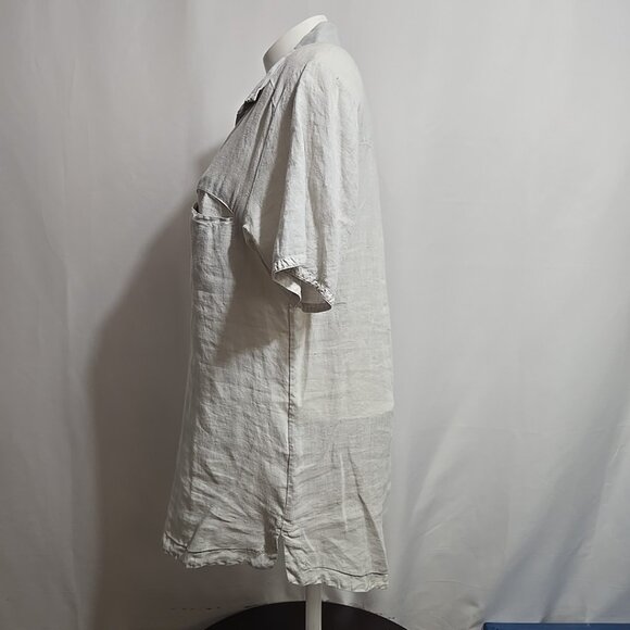 Hannes Roether Henly Shirt 100% Linen Women's Size Small Light Gray Collared - Picture 2 of 8